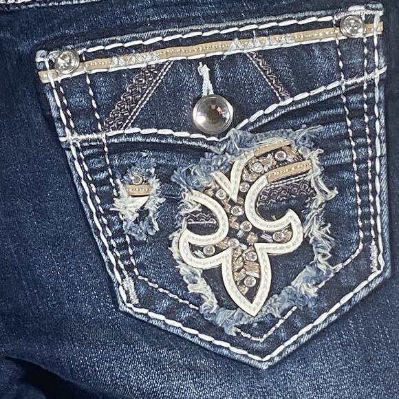 Rock Revival Easy Crop Jeans Women's Size 26 30x26 Boris Embroidered Distressed - Picture 4 of 11